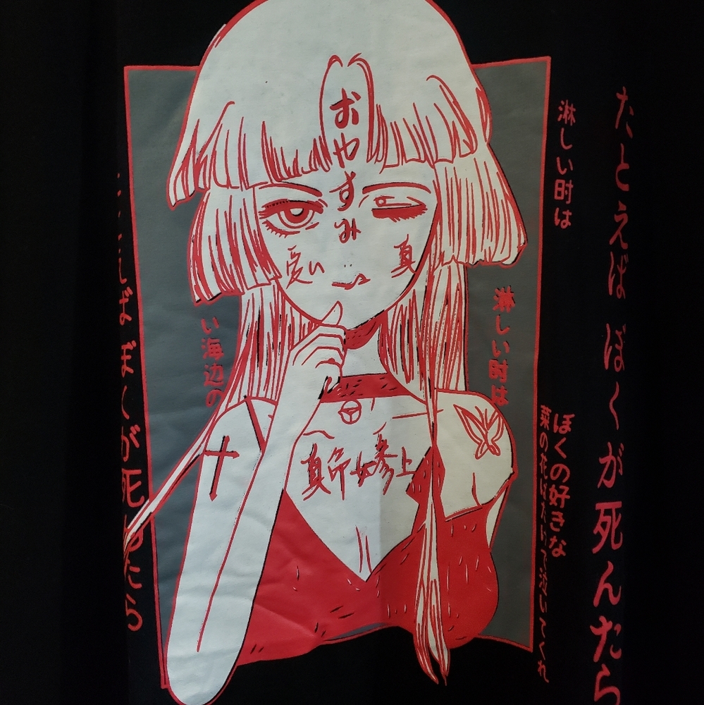Basic Black Anime Girl Graphic Tee